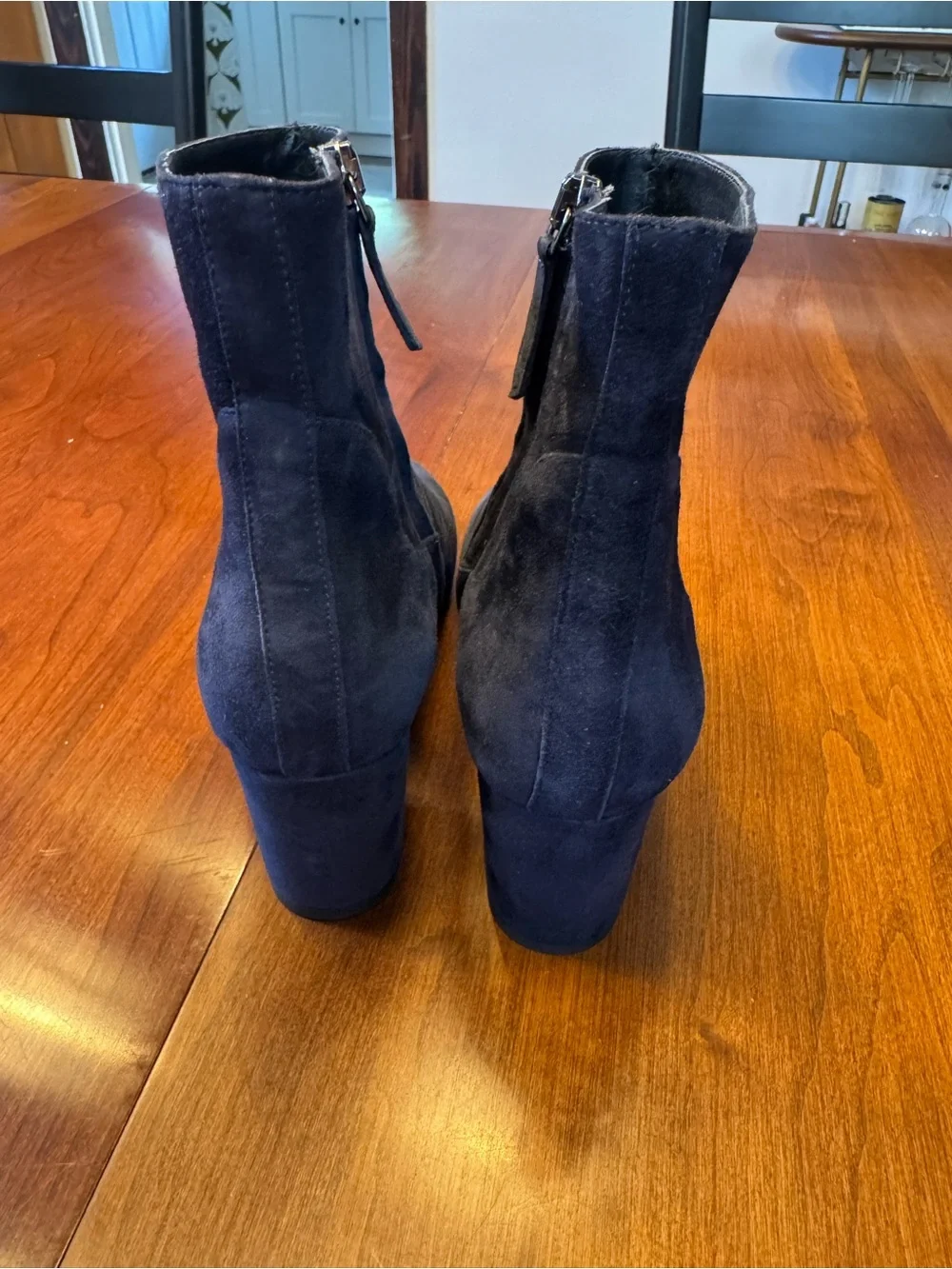 LK Bennett Navy Suede Block Heel Ankle Boots